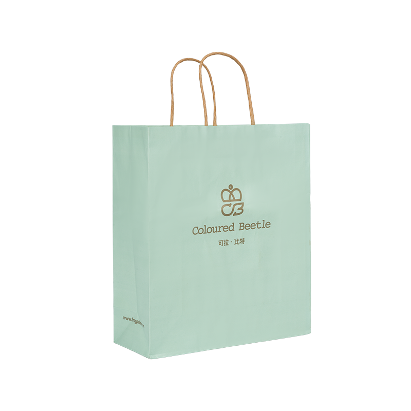 Giyim ambalajı yatay elle tutulan kalınlaştırılmış beyaz karton torba