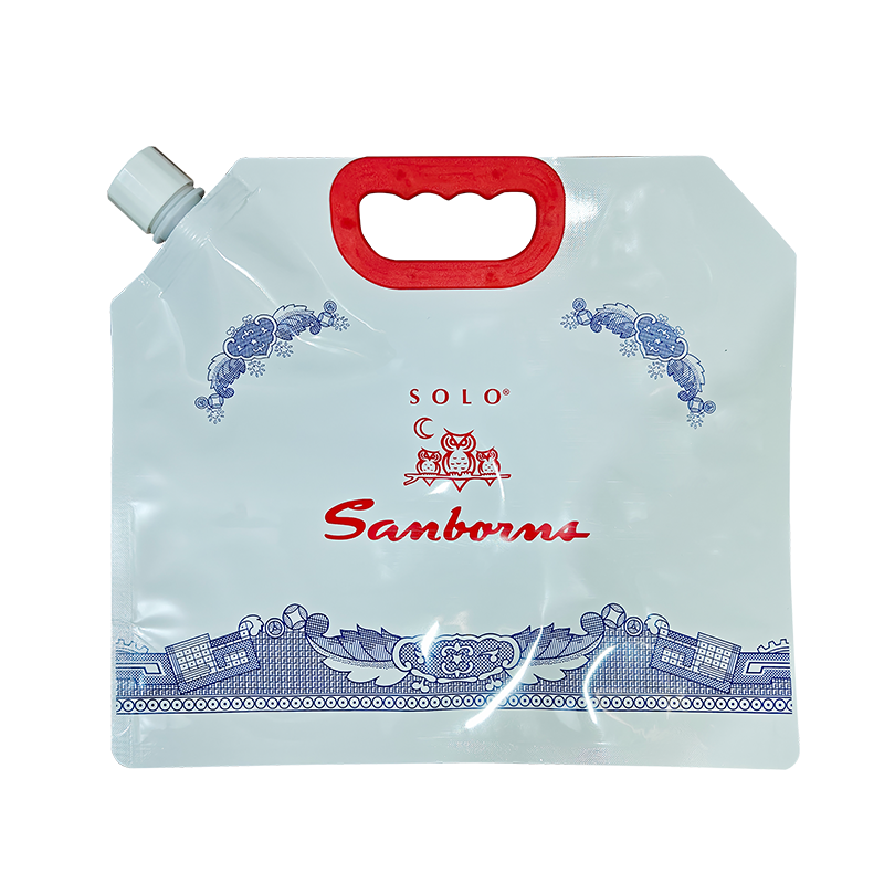 Solo girdaplı üst kese — beyaz yarı saydam dik duran çanta