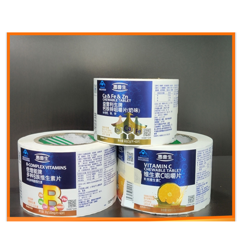 Sağlık takviyeleri için kendinden yapışkanlı etiketler